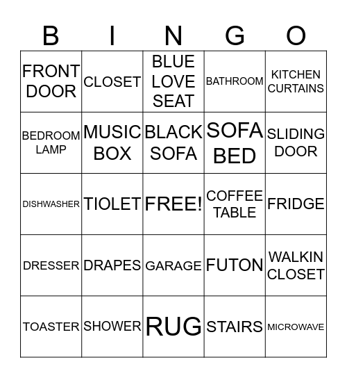 HOUSEWARMING BINGO Card