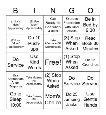 Hotel Trip Bingo Card