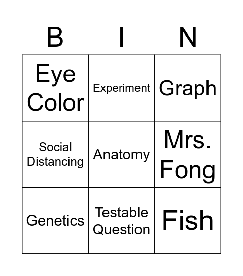 Intro to 7th Grade Science Bingo Card