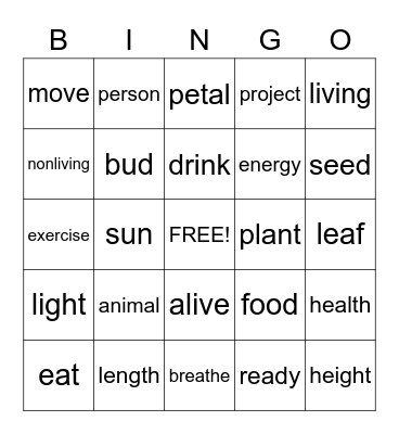 Unit 1.2 Vocabulary Bingo Card