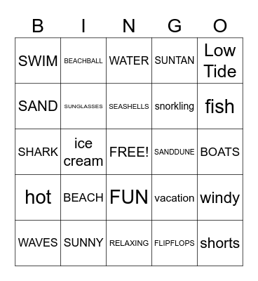 BEACH PARTY BINGO Card