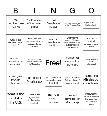 Untitled Bingo Card