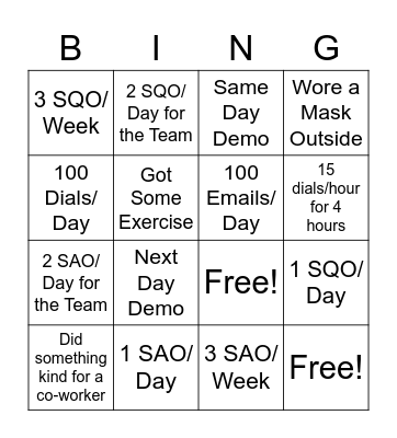 BDR Bingo Card