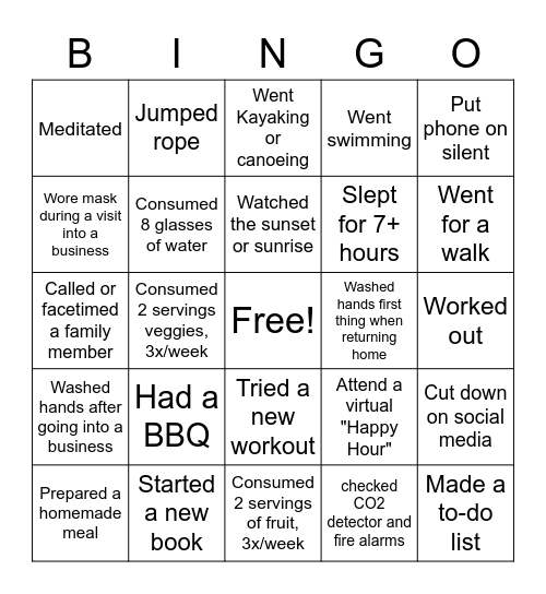 B. Iseler Bingo Card