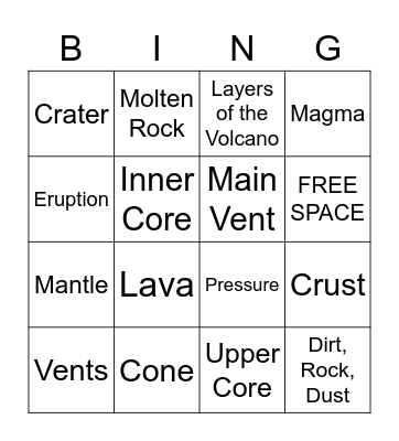VOLCANOES! Bingo Card