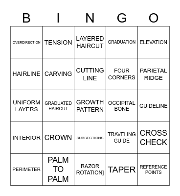 HAIRCUTTING  Bingo Card