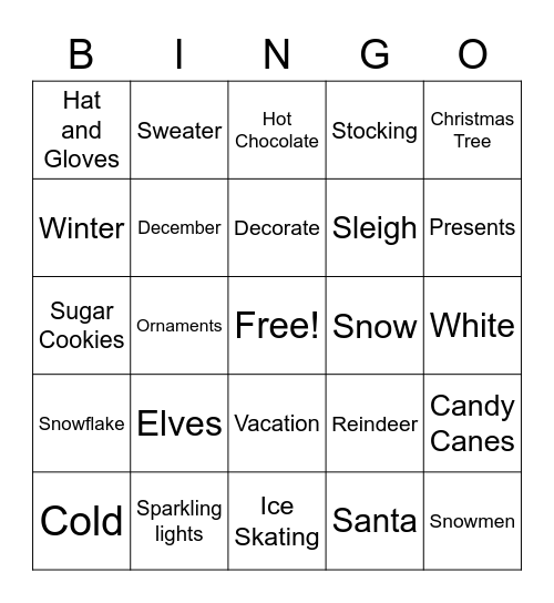 Winter Festival Bingo Card