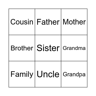 Family Bingo Card