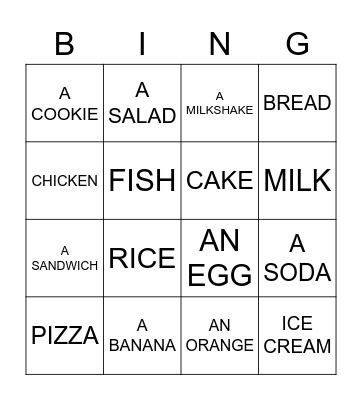 Food Bingo Card