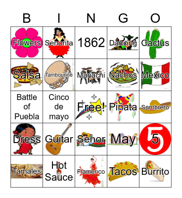 Cinco de Mayo Bingo Card