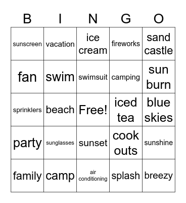 QM Summer Bingo Card