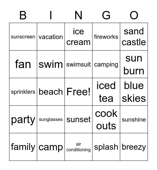 QM Summer Bingo Card