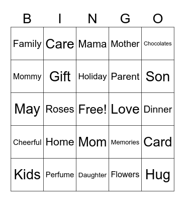 Mother's Day Bingo Card