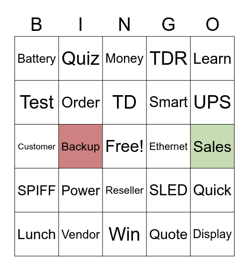 Test 1 Bingo Card