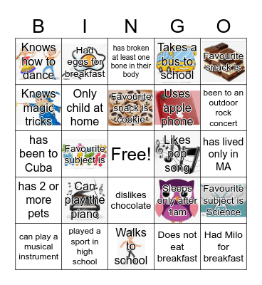 Get to know you Bingo! Bingo Card