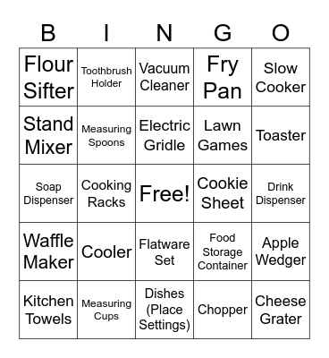 Kitchen Bingo Card