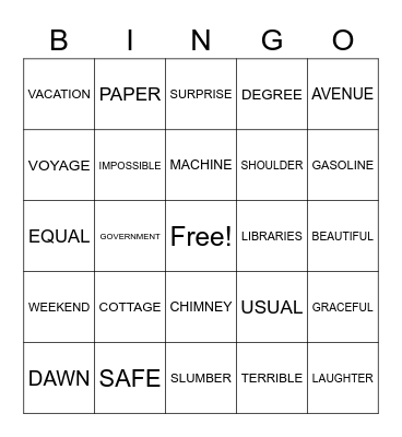 MADISYNS BINGO Card