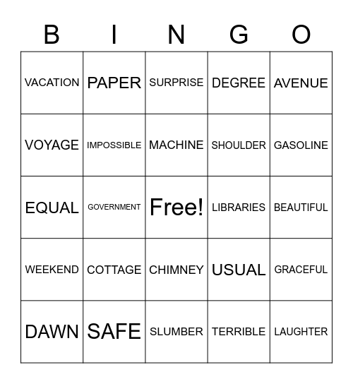 MADISYNS BINGO Card