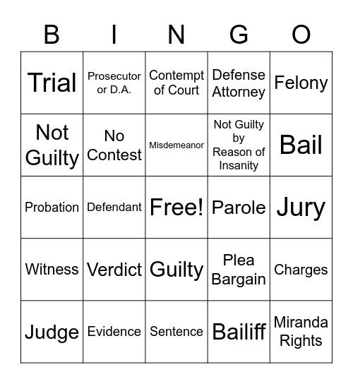 Competency Bingo Card