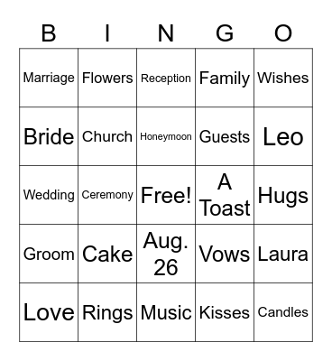 Wedding Bingo Card