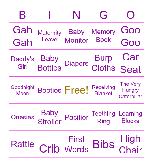 Megha & Vinay Rao's Baby Shower! Bingo Card