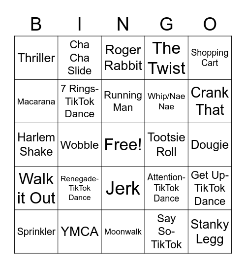 Do the Dance Bingo Card