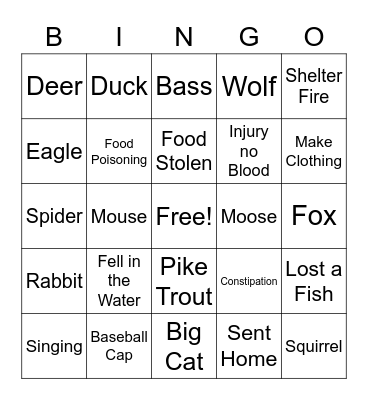 Alone Bingo Card