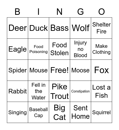 Alone Bingo Card