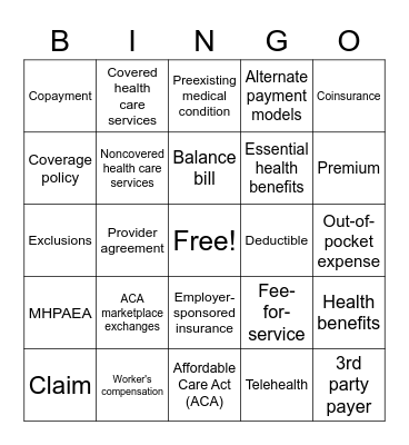 OT 540 Bingo Card