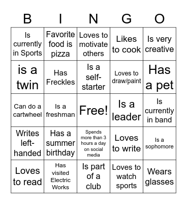 New Tech Academy Bingo Card