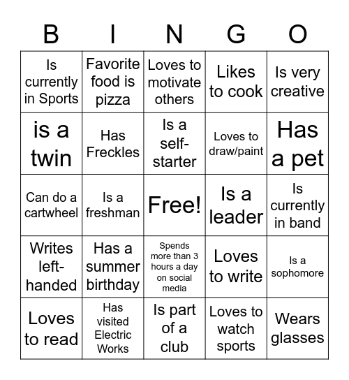New Tech Academy Bingo Card