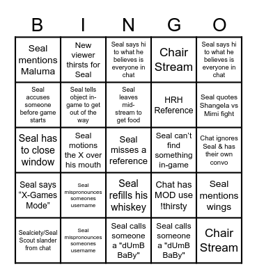 SUMMER CAMP: SEALCIETY Bingo Card