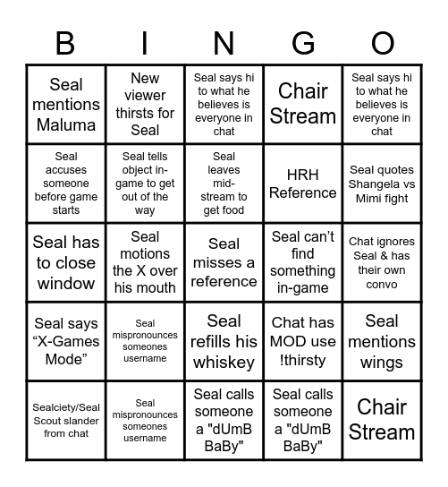 SUMMER CAMP: SEALCIETY Bingo Card