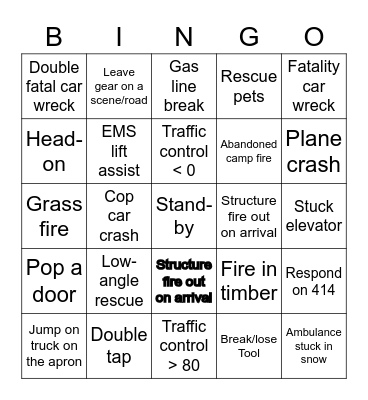 Probie Bingo Card