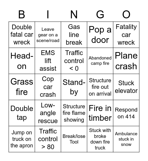 KFPD Probie Bingo Card