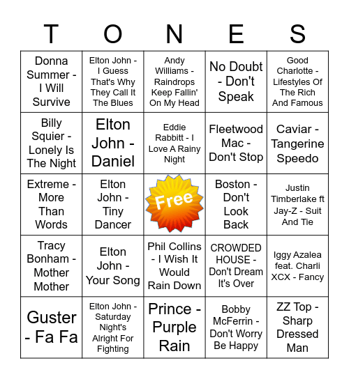 Game Of Tones 8-10-20 Game 3 Bingo Card