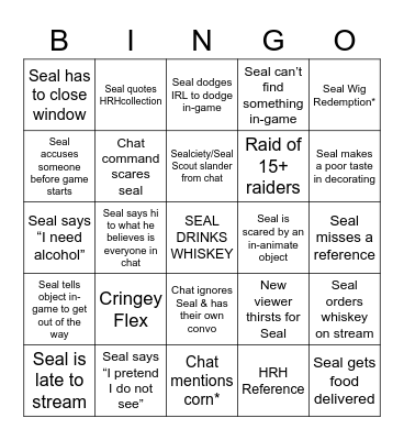 SUMMER CAMP: SEALCIETY Bingo Card