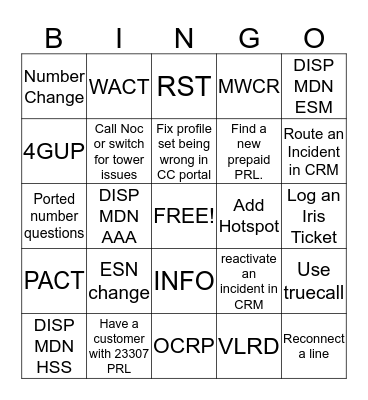 Tech Support Bingo Card