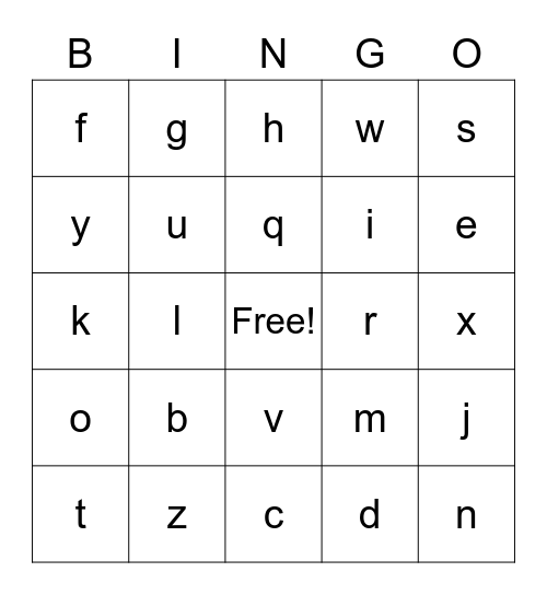 ABC BINGO Card