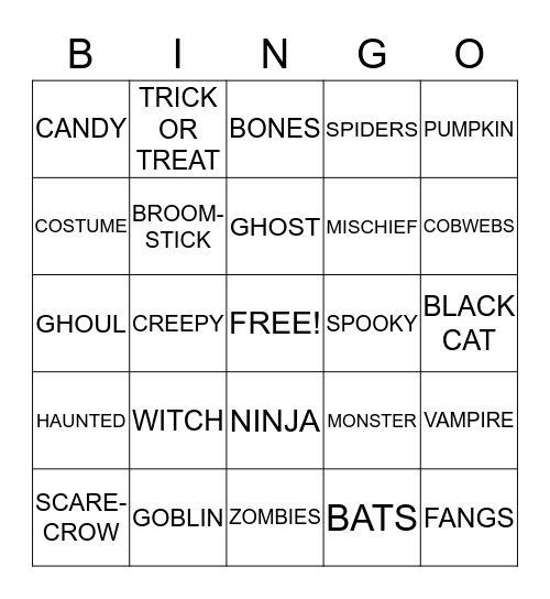 Halloween Bingo Card