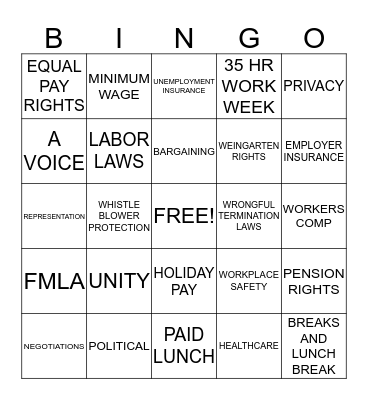 WHY JOIN THE UNION BINGO? Bingo Card