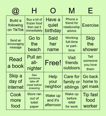 Quarantine Bingo~ The theme is: Bingo Card