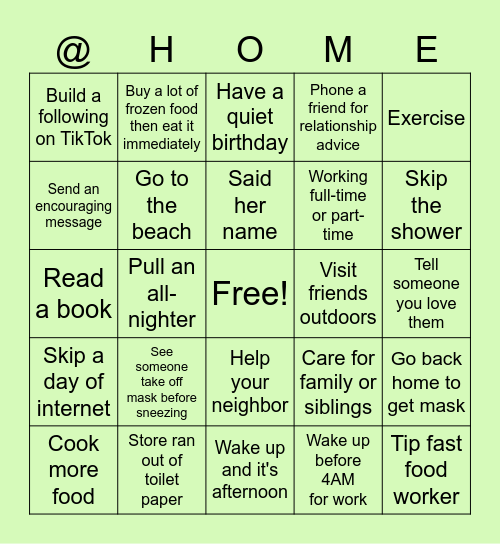 Quarantine Bingo~ The theme is: Bingo Card