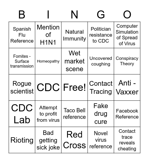 Contagion Watch Bingo Card