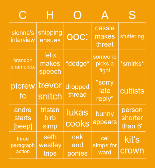 chbrp bingo Card
