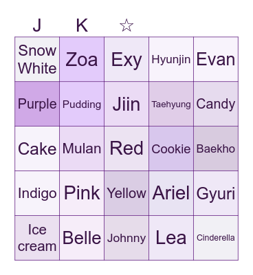 Jeongguk's Bingo! Bingo Card