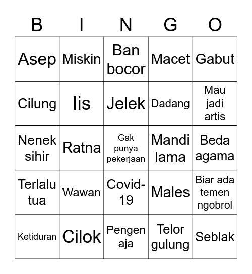 MINKY BINGO Card