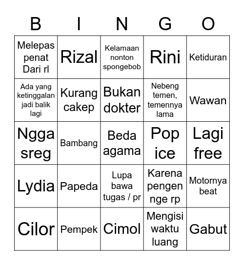Punyanya KIYONGRIV Bingo Card