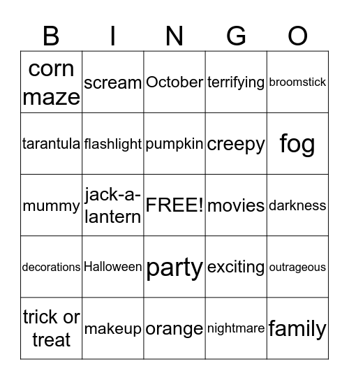 Halloween Bingo Card