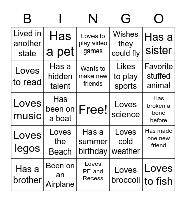 Get to Know me Bingo! Bingo Card